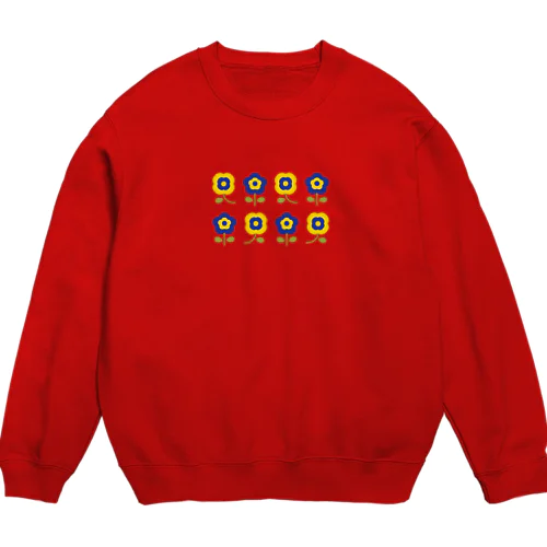 レトロ フラワー アオ Crew Neck Sweatshirt