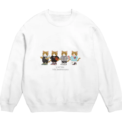 1th anniversary　スニーカーを履いた猫のブランド Crew Neck Sweatshirt