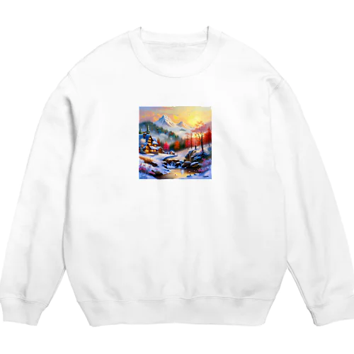 幻想的な雪景色のグッズ Crew Neck Sweatshirt