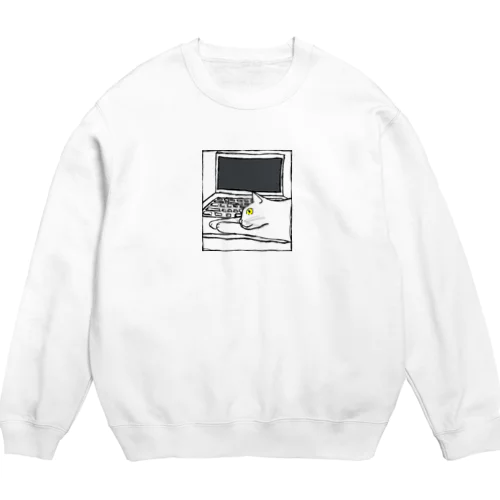 猫の手貸します。（黄色目） Crew Neck Sweatshirt