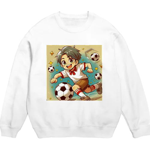 楽しくフットサルをプレイしている男の子 Crew Neck Sweatshirt