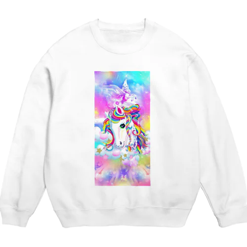 ユニコーンカラフル毛並み Crew Neck Sweatshirt