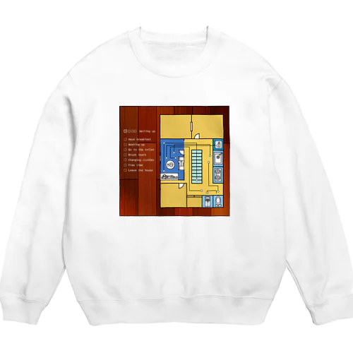 モーニングルーティン　黄 Crew Neck Sweatshirt