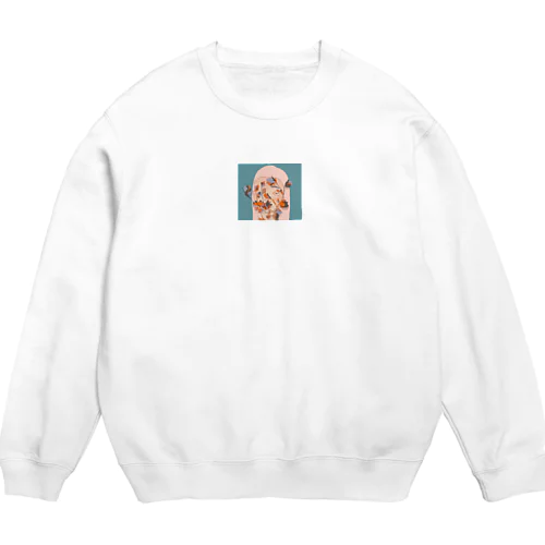 花(ターコイズ) Crew Neck Sweatshirt