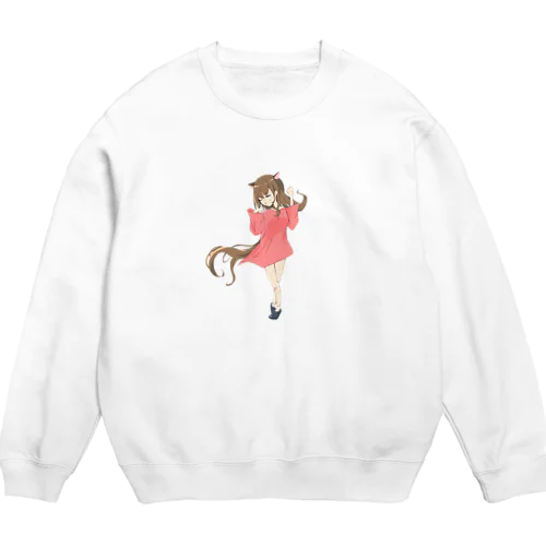 猫耳女の子 Crew Neck Sweatshirt