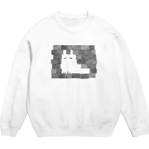 毛もじゃのけもの/モノクロ【ダンボールソーイング】 Crew Neck Sweatshirt