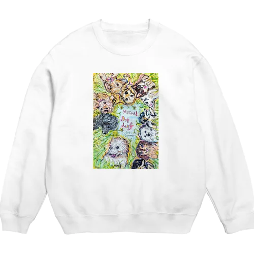 ヘソ天満開わんこ Crew Neck Sweatshirt