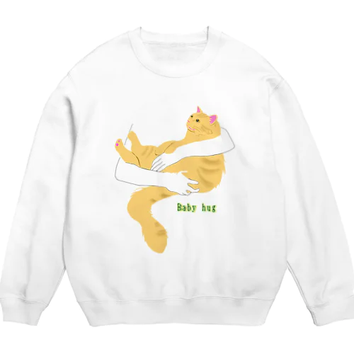 Baby hugにゃんこ(長毛茶トラ猫) Crew Neck Sweatshirt