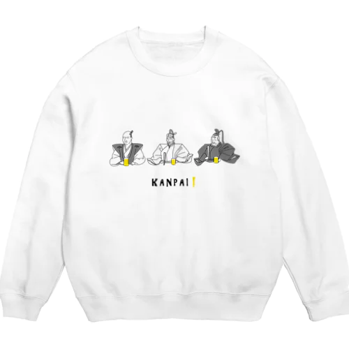 偉人 × BEER（三英傑）黒線画 Crew Neck Sweatshirt