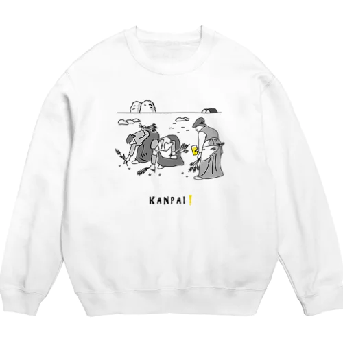 名画 × BEER（落穂拾い）黒線画 Crew Neck Sweatshirt