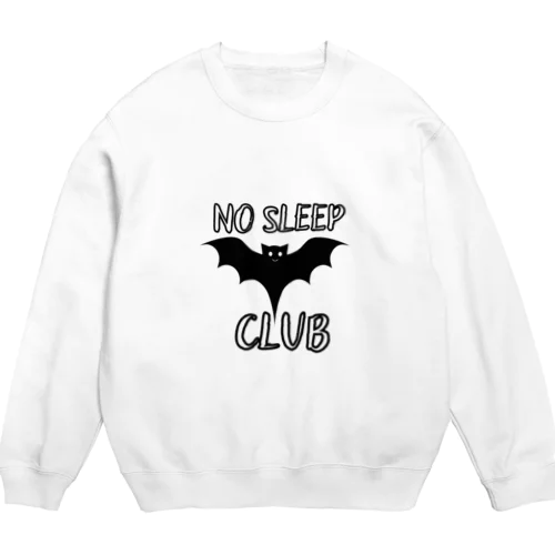 おもしろコウモリ寝ない Crew Neck Sweatshirt