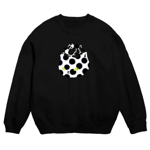 ぶちエケネコ（白黒） Crew Neck Sweatshirt