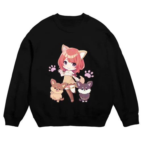 まるぴーとモフモフな愛犬 Crew Neck Sweatshirt