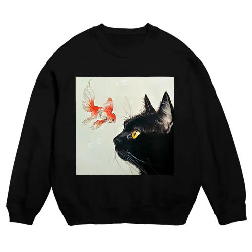 金魚と黒猫 Crew Neck Sweatshirt