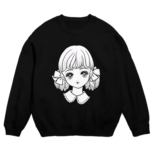 モノクロリボンの女の子 Crew Neck Sweatshirt
