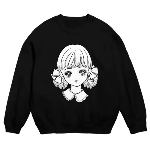 モノクロリボンの女の子 Crew Neck Sweatshirt