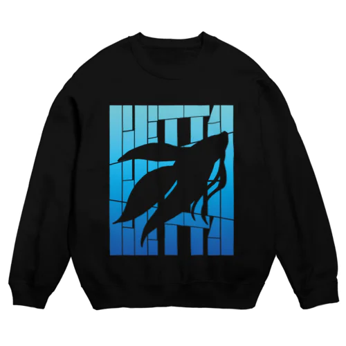 シルエットベタ（青） Crew Neck Sweatshirt