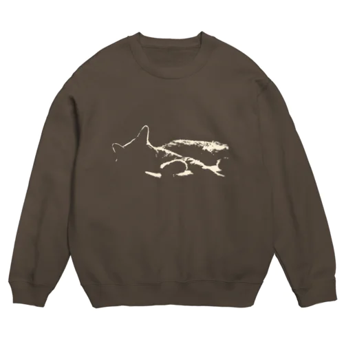 濃色モノクロ猫 Crew Neck Sweatshirt