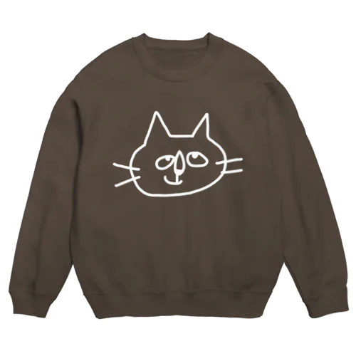 なんか思いついちゃった猫 ホワイト Crew Neck Sweatshirt