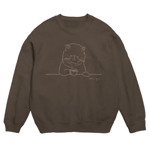 猫と珈琲（印刷インクカラー：ミルクティー） Crew Neck Sweatshirt