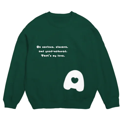 【Ａ型のための】誰かに見せたいPOPなデザイン・長袖Ｔシャツ／正面プリント（文字色→白） Crew Neck Sweatshirt