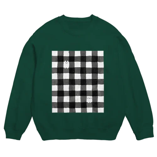 ブロックチェックときどき犬 Crew Neck Sweatshirt