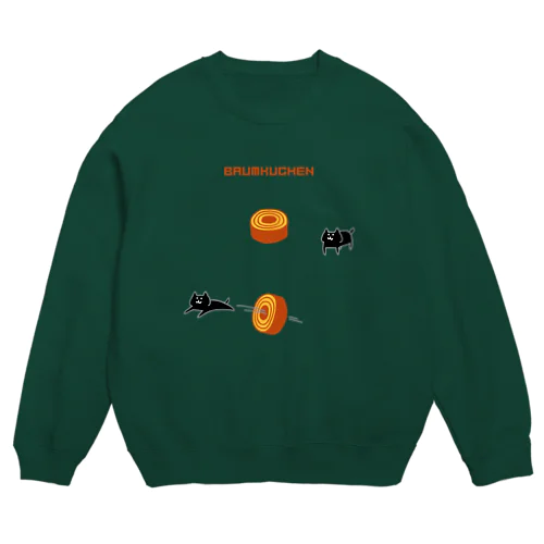 バウムクーヘンとネコ Crew Neck Sweatshirt