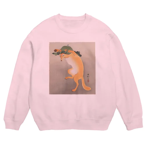 日本画：浮世絵；踊る狐 Crew Neck Sweatshirt