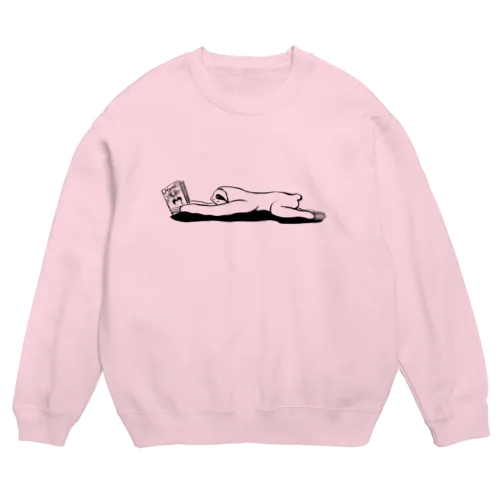 本と、なまけもの(モノクロ) Crew Neck Sweatshirt