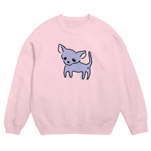 ゆるチワワ（ブルー） Crew Neck Sweatshirt