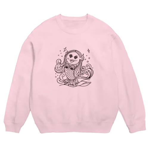 amabieちゅあん-白黒 Crew Neck Sweatshirt