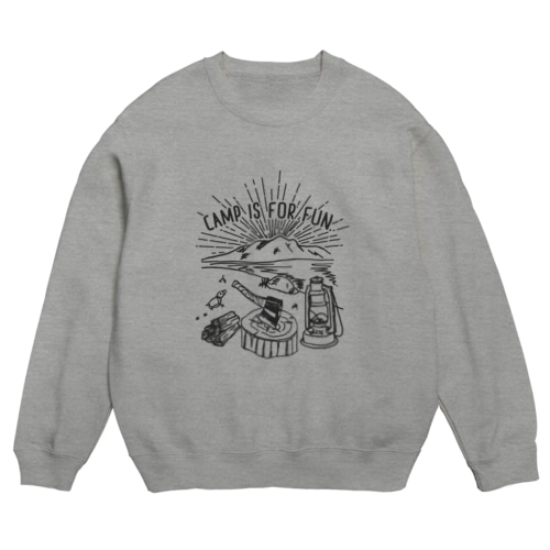 キャンプは楽しむもの01(黒文字) Crew Neck Sweatshirt