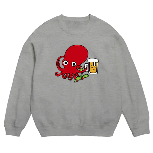 【追加/片面】タコとビールと枝豆 Crew Neck Sweatshirt