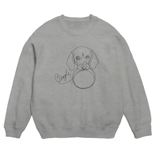 一筆描きビーグル_器咥えて Crew Neck Sweatshirt