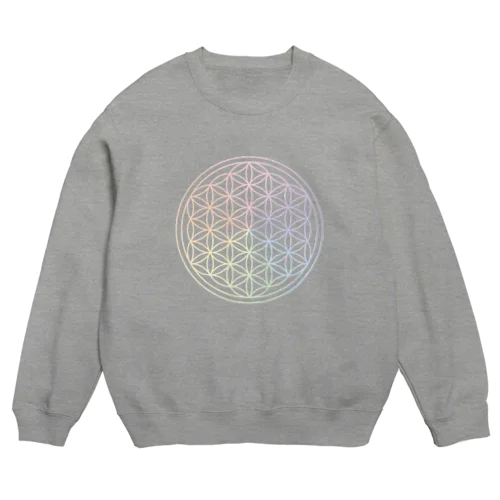 フラワーオブライフ（rainbow） Crew Neck Sweatshirt