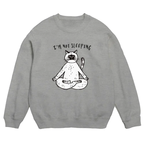 寝てるんちゃうで！瞑想ヨガ猫/yogaねこ Crew Neck Sweatshirt