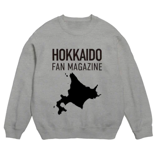 北海道ファンマガジン黒地図ロゴ Crew Neck Sweatshirt