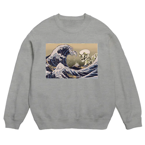 富士山に迫る（葛飾北斎と歌川国芳模写コラボ作品） Crew Neck Sweatshirt