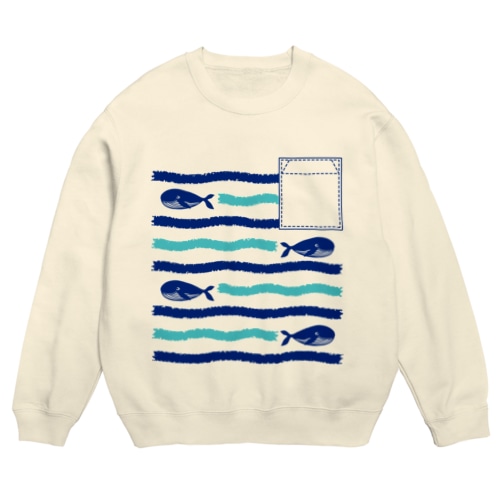 くじらボーダー Crew Neck Sweatshirt