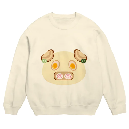 らーめんぶた　とんこつver Crew Neck Sweatshirt