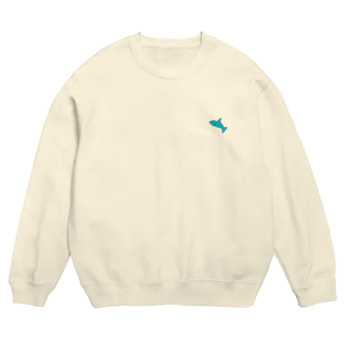 真顔イルカ 白 Crew Neck Sweatshirt