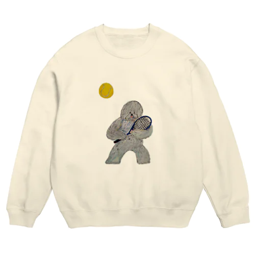 playing tennis dog Crew Neck Sweatshirt