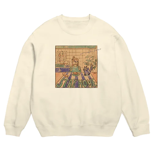 [mochotto] stay home Crew Neck Sweatshirt