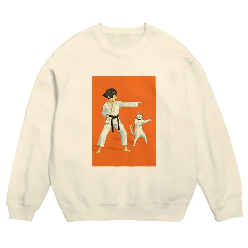 猫とたたかう Crew Neck Sweatshirt