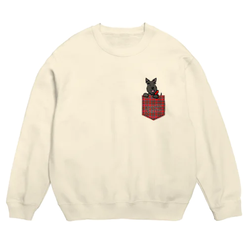 くろいぬリア【ポケット】 Crew Neck Sweatshirt