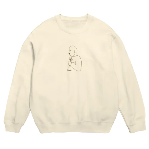 不器用に花を愛する彼。（茶） Crew Neck Sweatshirt