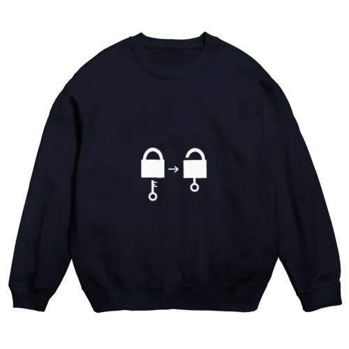 アンロック（白イラスト大） Crew Neck Sweatshirt