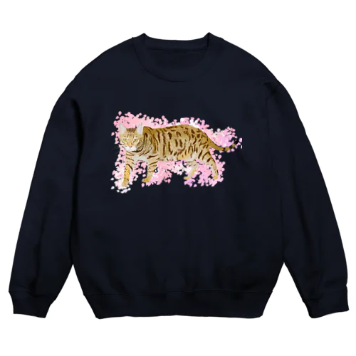 虎 猫 トイガー 桜バージョン 合格祝いに Crew Neck Sweatshirt