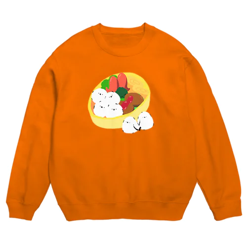 シマエナガ×お弁当 Crew Neck Sweatshirt