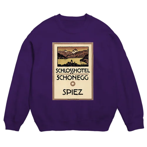 スイス・ベルン州シュピーツのシャトーホテルの古い広告 Crew Neck Sweatshirt